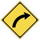右(左)方屈曲ありの標識(警戒標識)学科試験