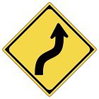 右(左)背向屈曲ありの標識(警戒標識)学科試験