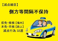 【側方等間隔不保持】仮免・本免・修検・卒検で多い減点32選｜ふくまるの自動車教習所200x141