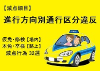 【進行方向別通行区分違反】仮免・本免・修検・卒検で多い減点32選｜ふくまるの自動車教習所200x141