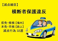 【横断者保護違反】仮免・本免・修検・卒検で多い減点32選｜ふくまるの自動車教習所200x141